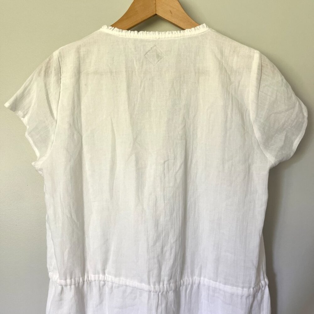 Blanc Du Nil Dress Size T3 Large White Cotton Gauze Drawstring Beach Resort - Picture 9 of 13
